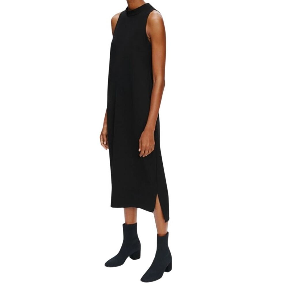 Eileen Fisher dress Flex Ponte Mock Neck sleeveless black size X-Small XS